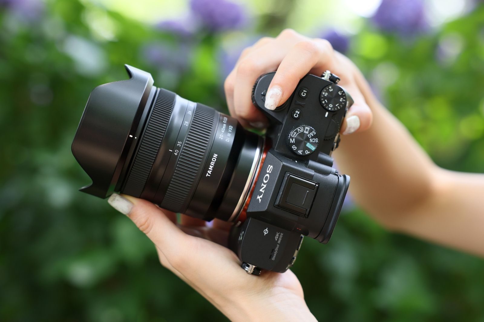 Tamron lens mounted on a Sony camera